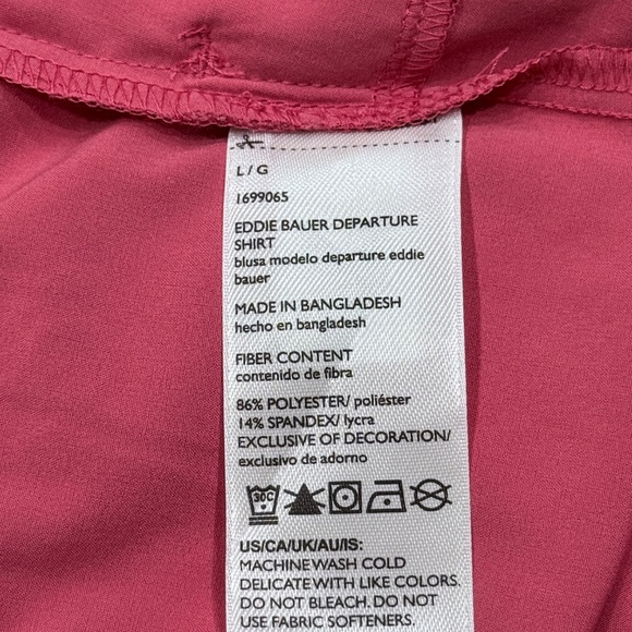 🌻 NWT Eddie Bauer Departure Shirt — Button-Down — Coral/ Rose Red — L - Picture 7 of 7